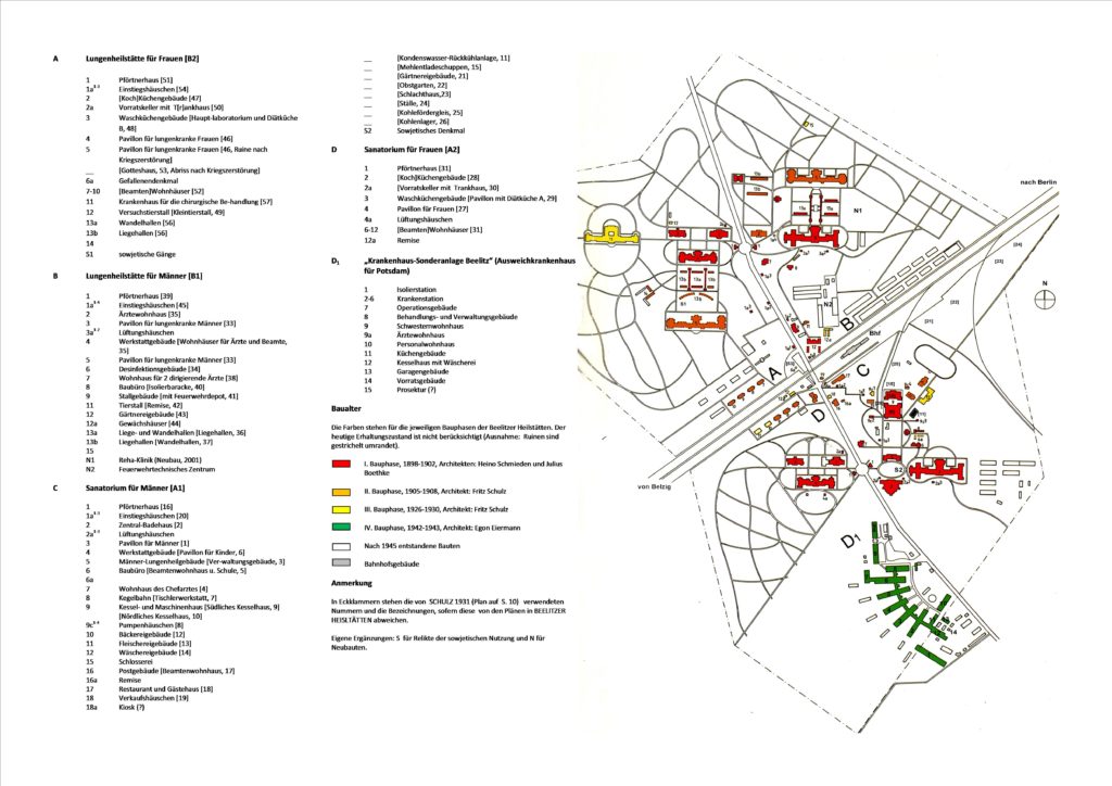 Heilstätten Beelitz zwischen 1898 und 1930 errichtet jetzt zum größten Teil eine Ruine 9 Lageplan der Heilstätte Beelitz